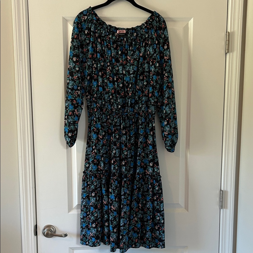 Club Monaco Black Floral Silk Dress SZ 10